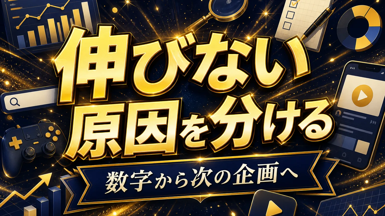 ゲーム実況が伸びない原因|数字で改善する方法のアイキャッチ
