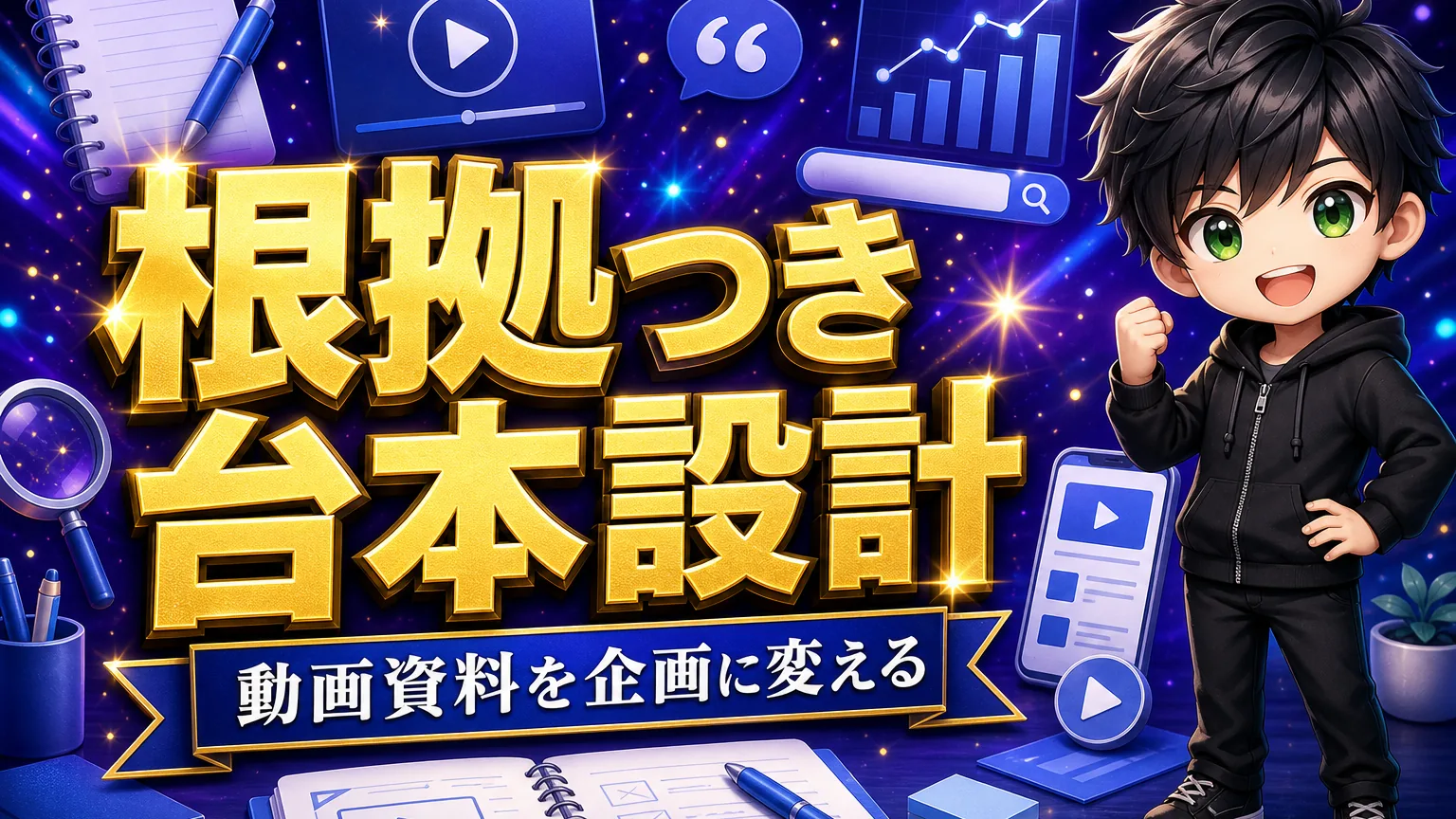 NotebookLMでYouTube台本を作るリサーチノート術のアイキャッチ