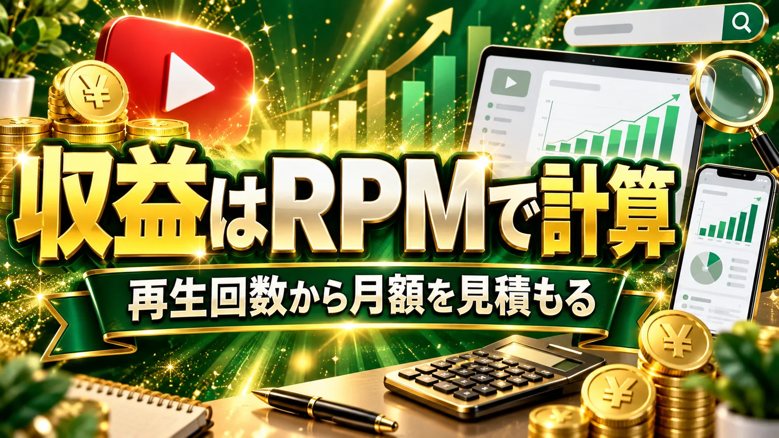 YouTube収益の計算方法|RPMで月収を見積もるのアイキャッチ