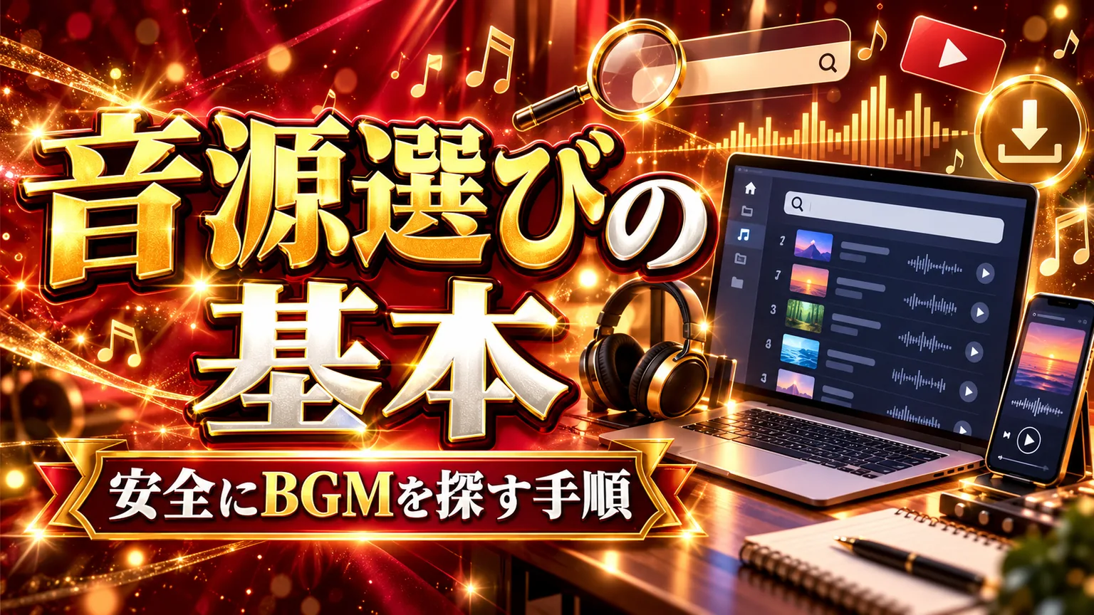 YouTubeオーディオライブラリのダウンロード方法のアイキャッチ