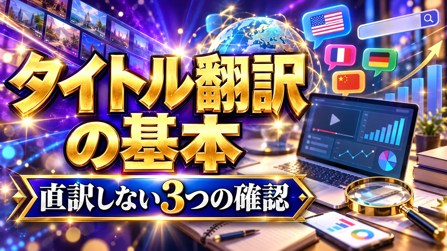 YouTubeタイトル翻訳のやり方|直訳しない3手順のアイキャッチ